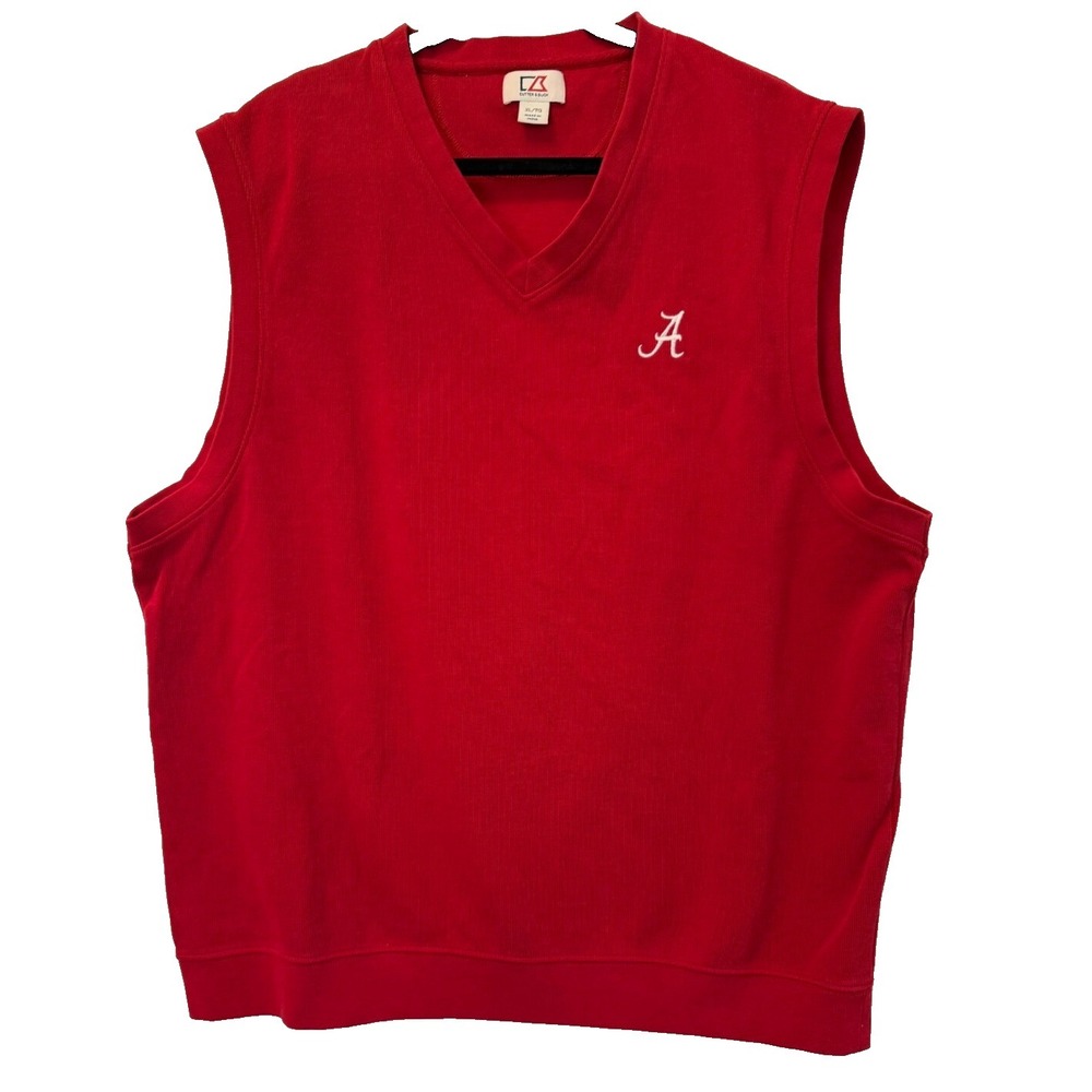Cutter & Buck Sz XL‎ University of Alabama Red Logo 100% Supima Cotton Golf Vest